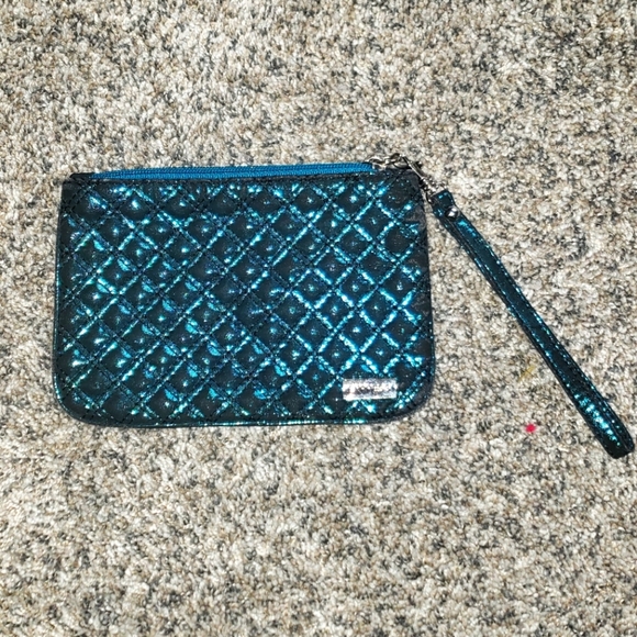 Express, Quilted, Glittery, Blue Wristlet, Travel Bag, Makeup Bag - Picture 1 of 5